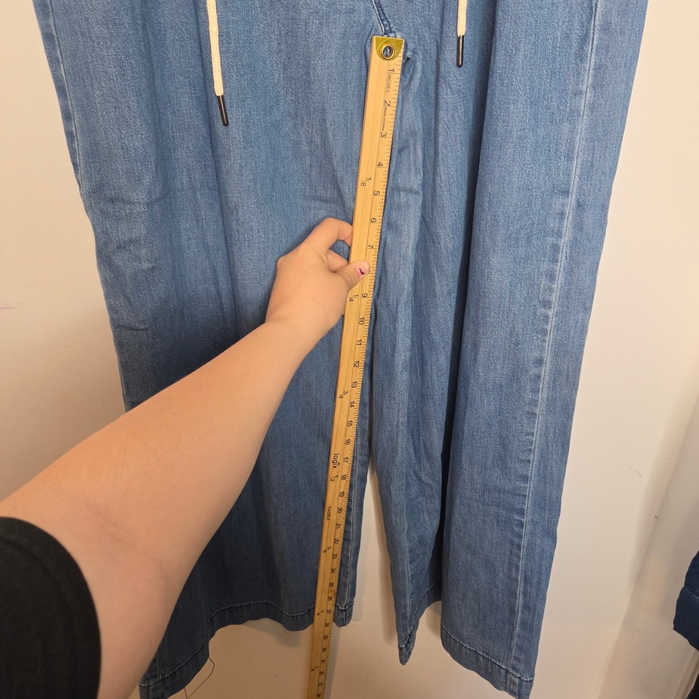 Old Navy High Rise Drapey Drawcord Wide Leg Denim Blue Jeans Size 10 NWT - Picture 6 of 6
